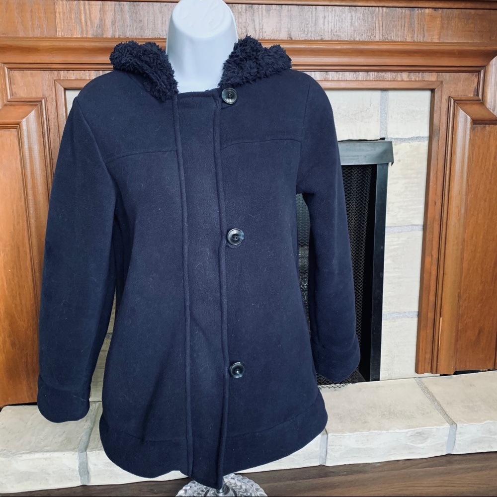 Gap Navy Blue 100% Polyester Coat Size L (10/12)